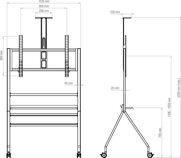 Actual product image Hagor BrackIT Stand Scandio mob. stand system 140-218cm 55-86 t. VESA min. 200x200mm max. 900x600mm 9 (86", 90 kg)