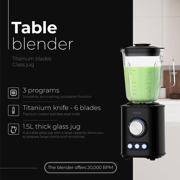 Actual product image Camry Blender | CR 4088 | Tabletop | 1800 W | Jar material Glass | Jar capacity 1.5 L | Ice crushing | Pia (1800 W)