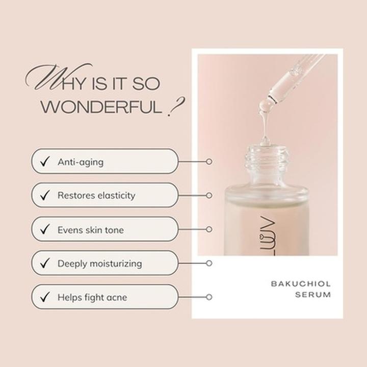 Actual product image Luuv Bakuchiol Serum 30ml - 100% Natural Anti-Aging Collagen Booster for All Skin Types (30 ml)