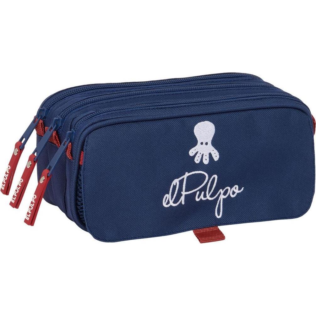 El Pulpo, Astuccio, Dreifaches Mehrzweck-Etui Marineblau 21,5 x 10 x 8 cm