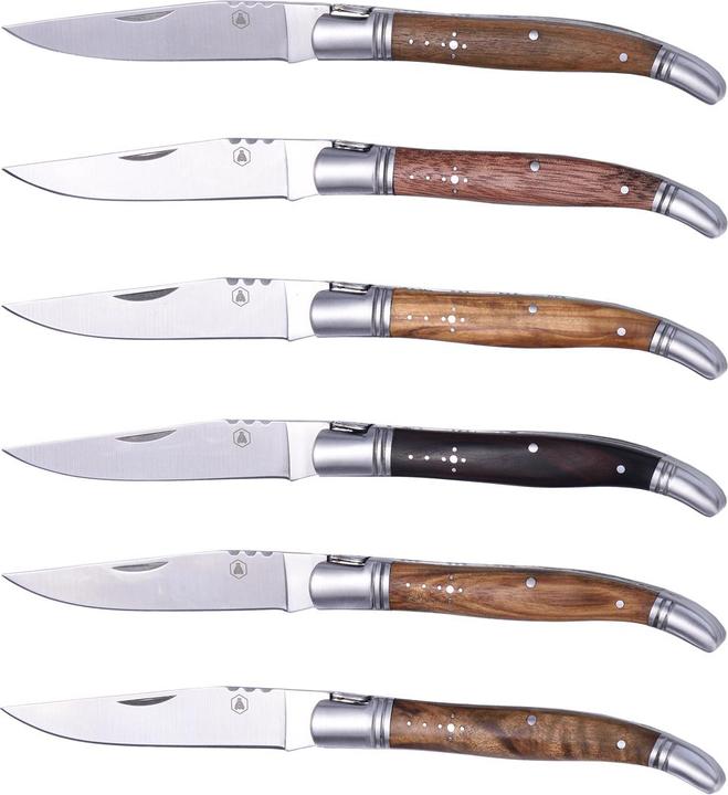 Laguiole Set de 6 ciseaux pliants avec manche en bois (6 pièce(s), Couteau)