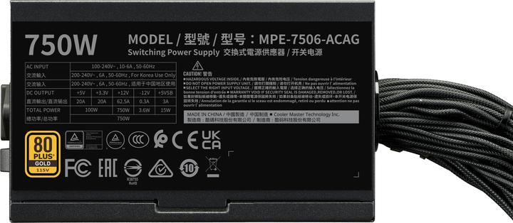 Actual product image Cooler Master CooMas MWE 750 V3 Black (750 W)