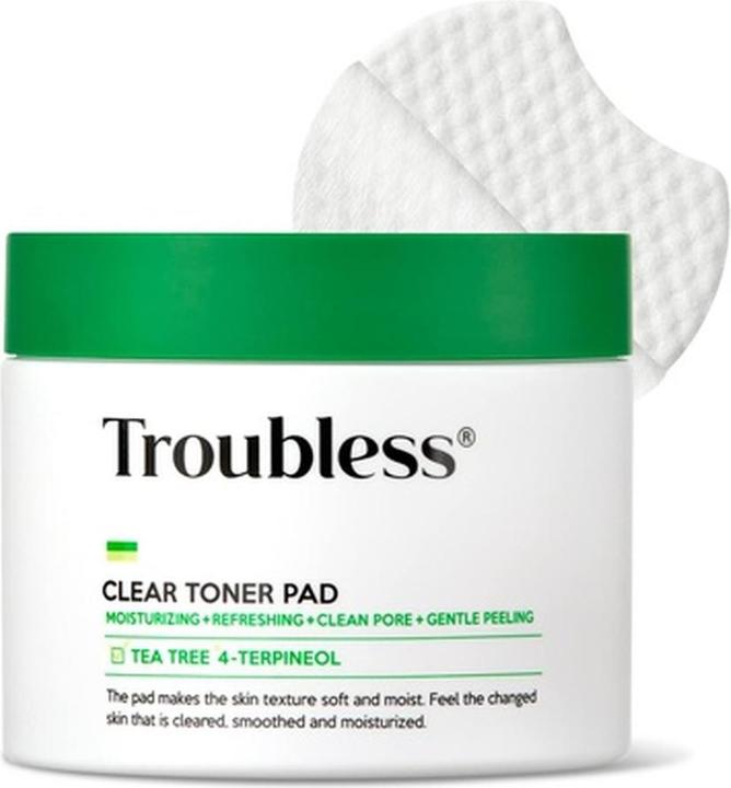 Trouble Troubless Clear Toner Pad for Face Gentle Peeling and Facial Soothing (Tonique visage)