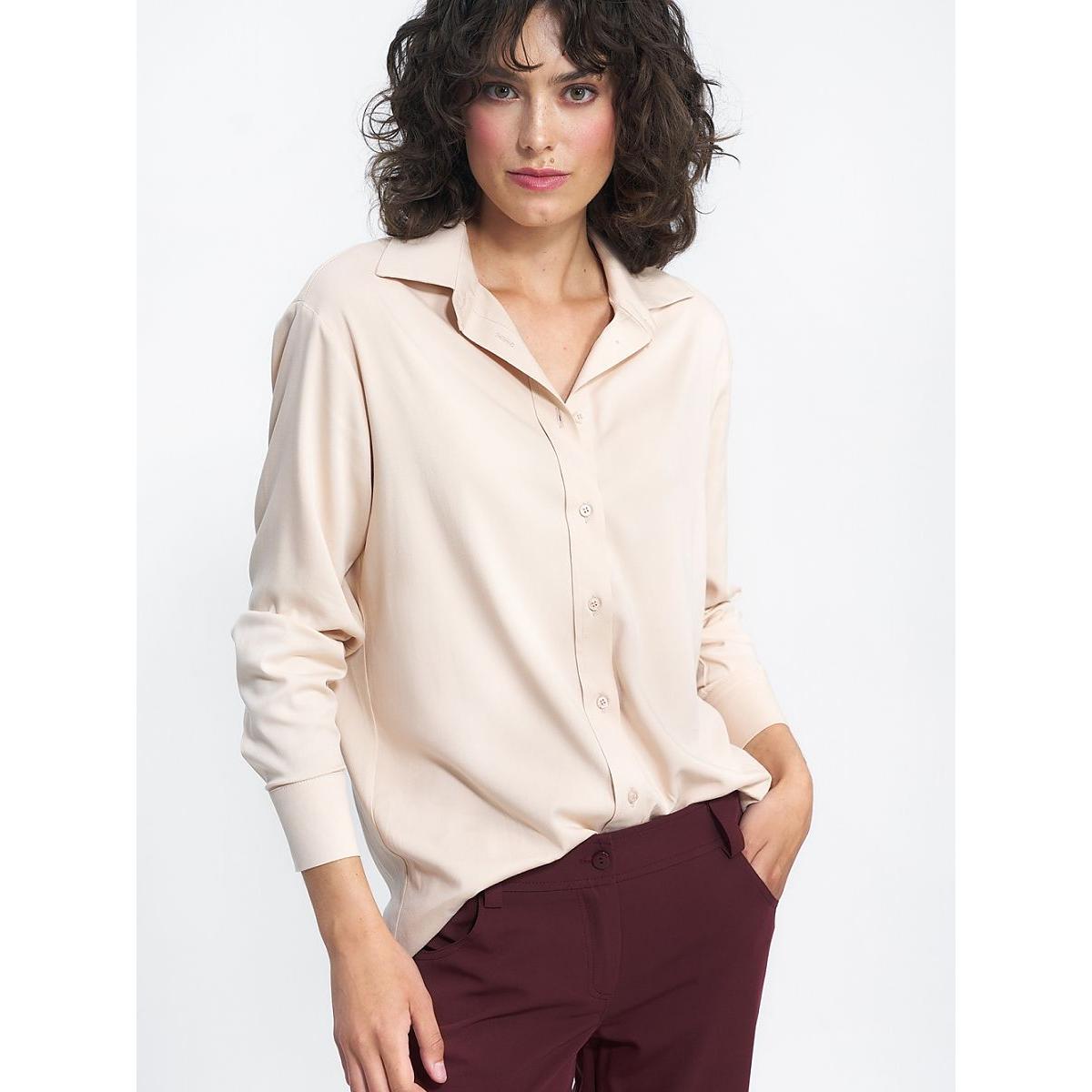 Nife, Damen, Hemd, Langarm Hemd, Beige, (42)