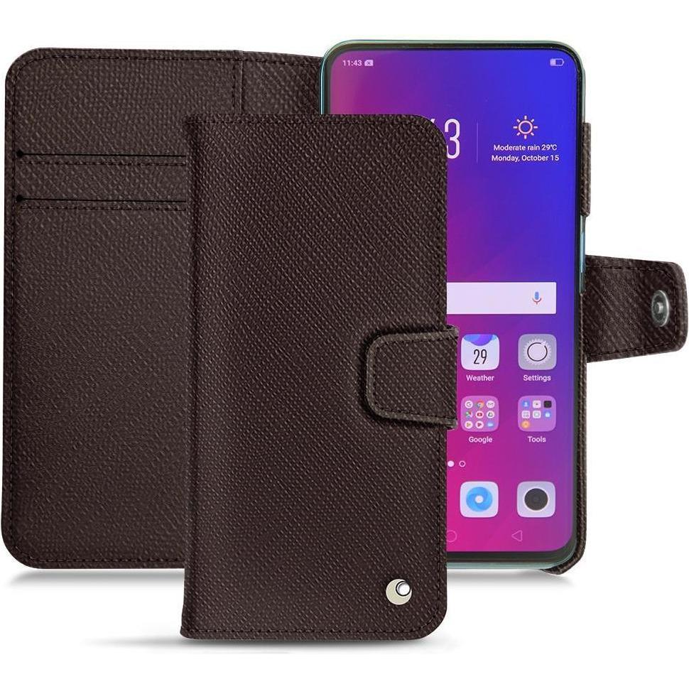 Noreve Lederschutzhülle Wallet (Oppo Find X), Smartphone Hülle, Braun