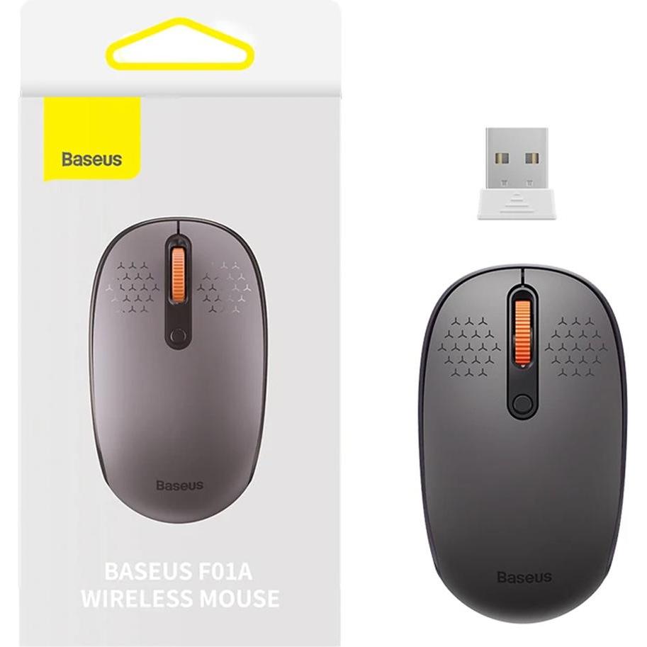 Baseus Mouse wireless F01A 2.4G 1600DPI (grigio smerigliato) (Senza fili), Mouse, Grigio