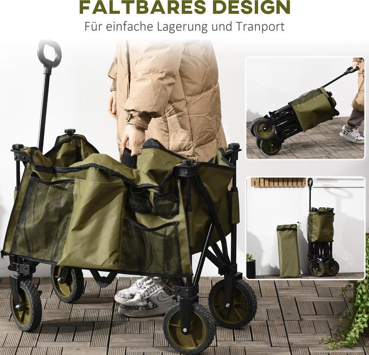 Actual product image Outsunny Bollerwagen Stahl, Polyester Grün