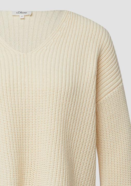 Produktbild s.Oliver Strickpullover Grobstrickpullover mit V-Ausschnitt im Relaxed Fit (38)