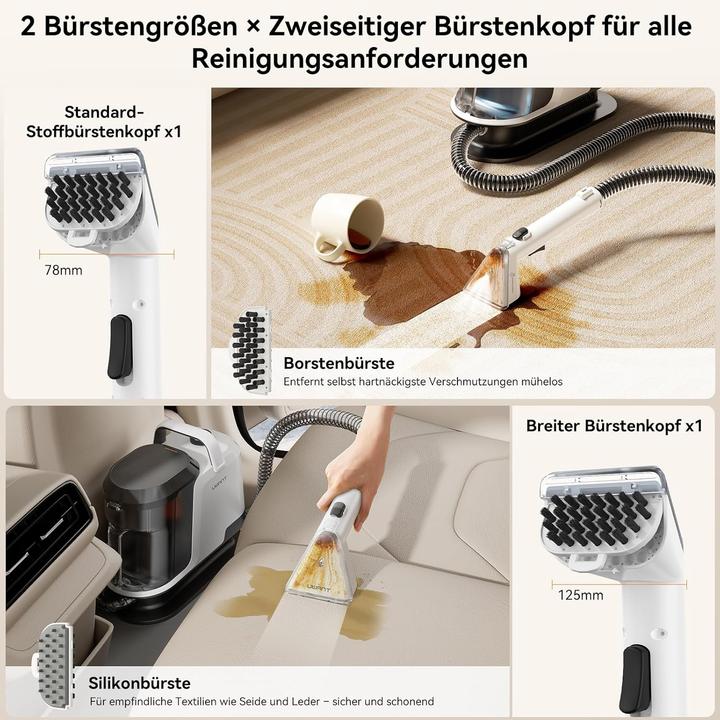 Actual product image Uwant Y100 Steam 3-in-1 Dampfreiniger mit 18KPA,1750W Heissdampf,Selbstreinigung,7-teiligem Zubehör