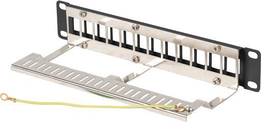 Actual product image Lanberg Patch panel 12-port 1U 10-inch FTP with organiser for Keystone modules, black