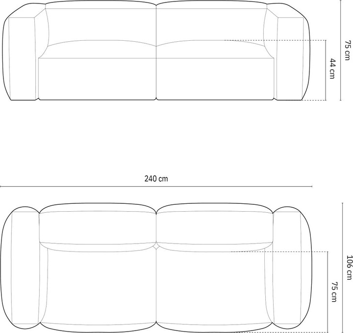 Actual product image Micadoni Modular Sofa, "Martina", 3 Seats, 240x106x75 Made in Europe (2 person sofa, 3-seater, 4-seater)