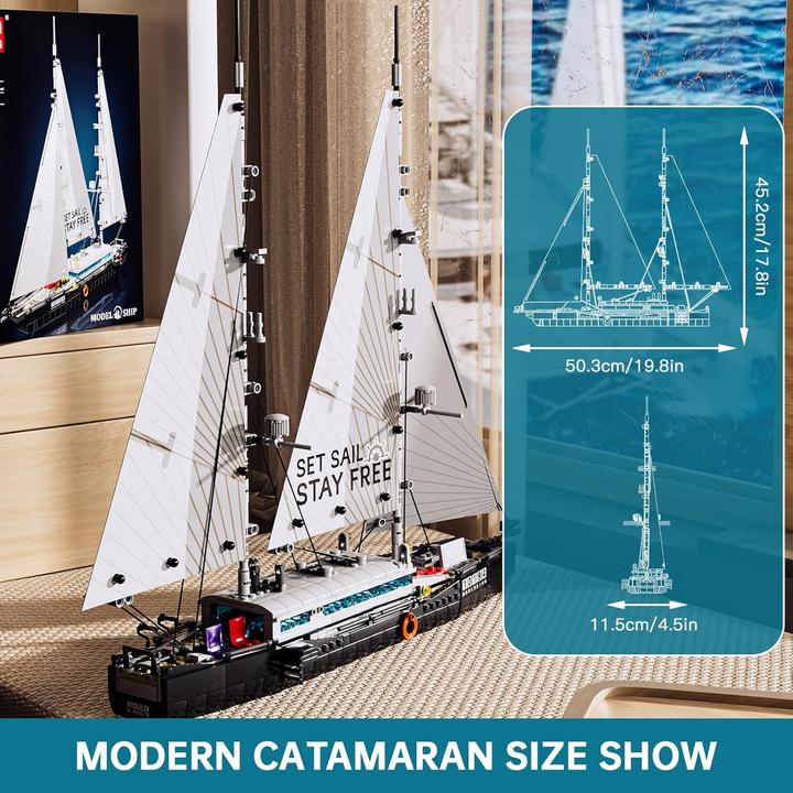 Actual product image Mould King Modernes Zweimast-Segelboot