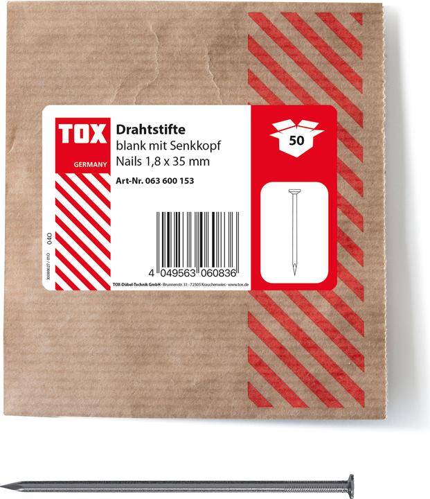 Productafbeelding Tox Chiodi 1,8x35 (50 stuks) Chiodi con testa svasata liscia (50 Stuk, 35 mm)