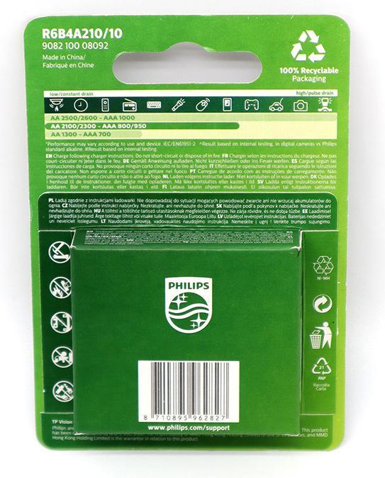 Productafbeelding Philips Batterij Multilife AA / R6 2100mAh 4 st. (4 Pcs., AA, 2100 mAh)