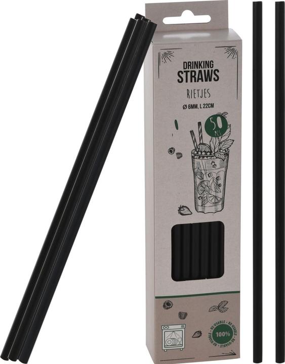 Produktbild Orion 50 Strohhalme, wiederverwendbar, schwarz (50x)