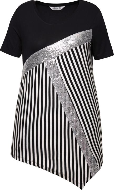 Image du produit Miamoda T-Shirt, Classic Fit, Streifen, Pailleten, Zipfelsaum (44)