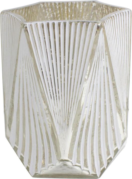 Produktbild GuGus Windlicht 6 eckig Glas matt weiss Innen gold D11.5cm x H13.5cm (1 x, 11.5 x 13.5 cm)