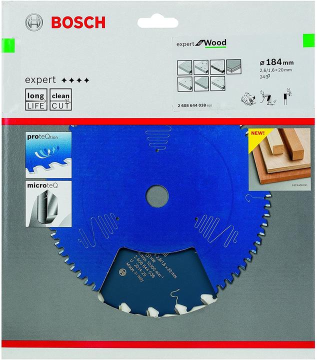 Produktbild Bosch Professional Zubehör Kreissägeblatt Expert for Wood, 184 x 20 x 2,6 mm, 24