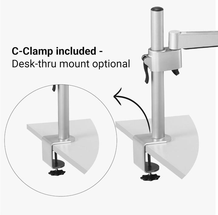 Actual product image Desq LCD monitor arm |49 cm|13kg max |panel clamp |Vesa 100/75 | Zilver (13 kg)