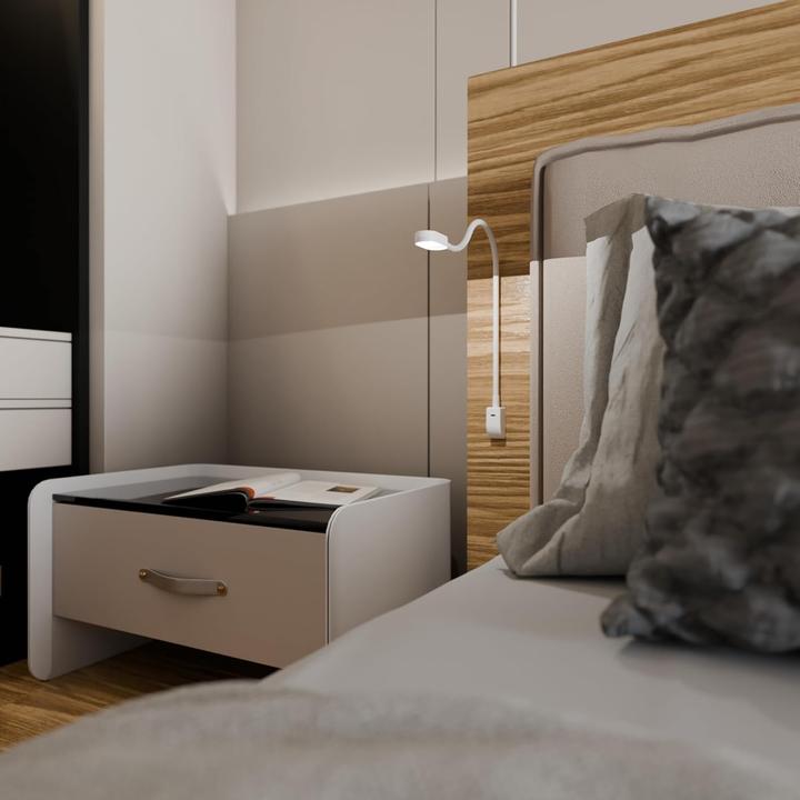 Produktbild Kalb Material für Möbel LED-Bettleuchte mit flexiblem Arm, dimmbar, USB-C (90 lm)