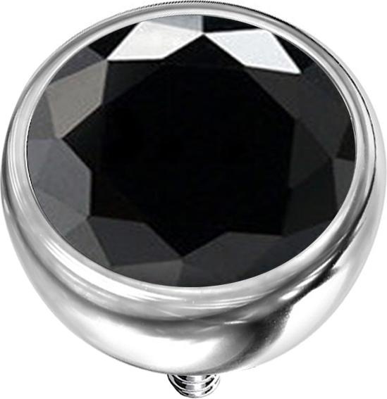 Produktbild Star Piercing Dermal Anchor Halbkugel silber mit Kristall schwarz (Titan G23, ohne Messing)