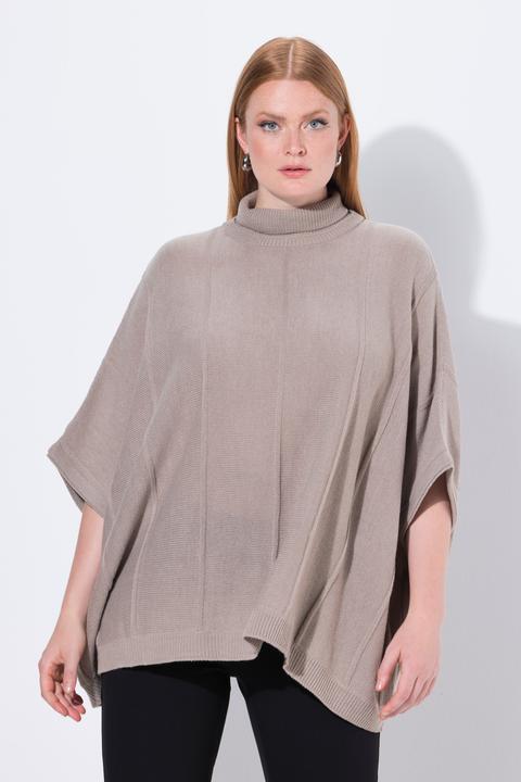 Produktbild Ulla Popken Strickponcho, Strukturrippen, Oversized, Rollkragen (58, 60, 62)