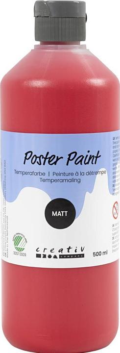 Produktbild Creativ Company Poster Paint, matt, semi opaque, red, 500 ml/ 1 bottle (500 ml)