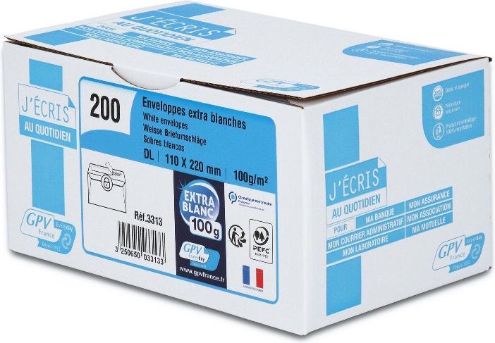 Produktbild GPV Briefumschl„ge, DL, 110 x 220 mm, weiá, ohne Fenster (110 x 220 mm, 200 x)