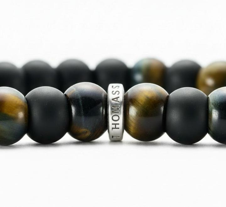 Actual product image Thomas Sabo Armband Obsidian und Tigerauge (17 cm, Obsidian, Silver, Tiger's eye)