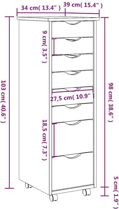 Actual product image vidaXL Rollschrank (34 x 39 x 103 cm)