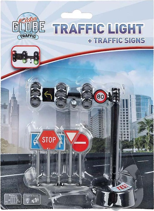 Actual product image Kids Globe Farming Traffic light with 3 lights 12cm with function 5 signs