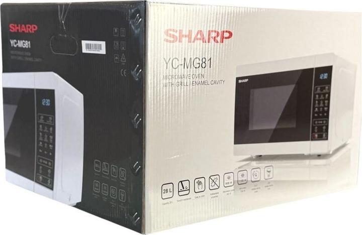 Produktbild Sharp Microwave Oven with Grill YC-MG81E-W Free standing, 28 L, 900 W, Grill, White (28 l)