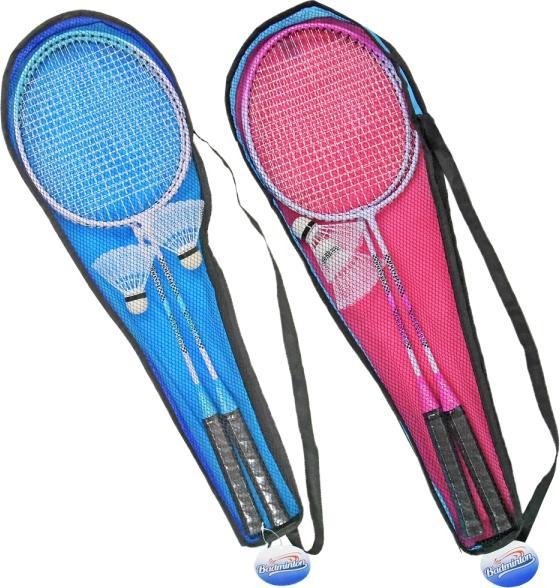 Kögler Badminton Set mit 2 Schlägern und 2 Federbällen, blau oder pink, 68x23x3,5cm