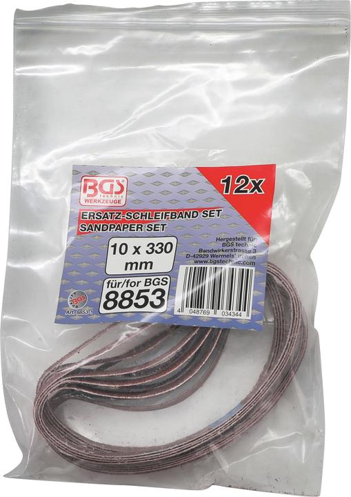 Actual product image BGS Grinding Belt 10 mm x 330 mm 12 pcs. for 8853