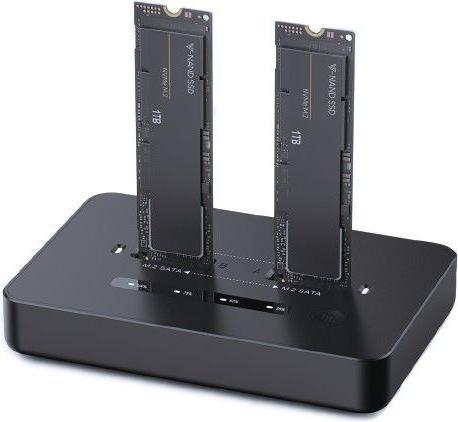 Produktbild Gembird DD2-U3M2 Desktop dual drive USB Type-C M.2 NVME (and SATA) SSD docking station black