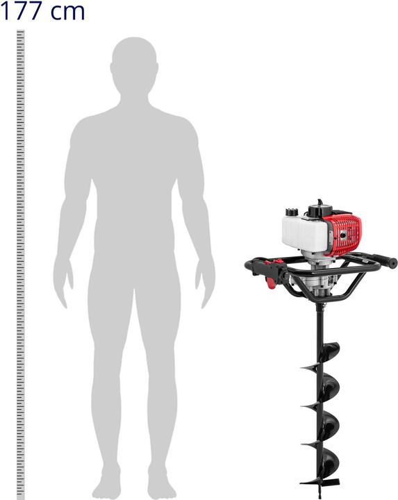 Produktbild Hillvert Erdbohrer Erdlochbohrer Pfahlbohrer Benzin Erdbohrgerät 1,6 kW sechs Bohrer (80 mm, 100 mm, 150 mm, 200 mm, 250 mm, 300 mm)
