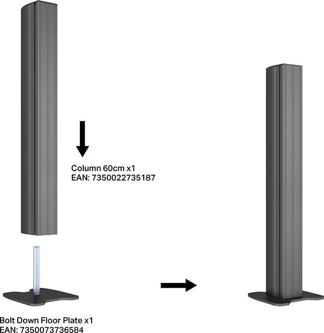 Actual product image Multibrackets Metal column for Pro System, black (Extension Pipe)