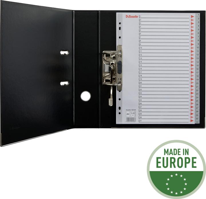 Actual product image Leitz Esselte plastic registers, numbers, A4, 1-31, grey 31-part, PP, 0,12 mm, with writable coverb