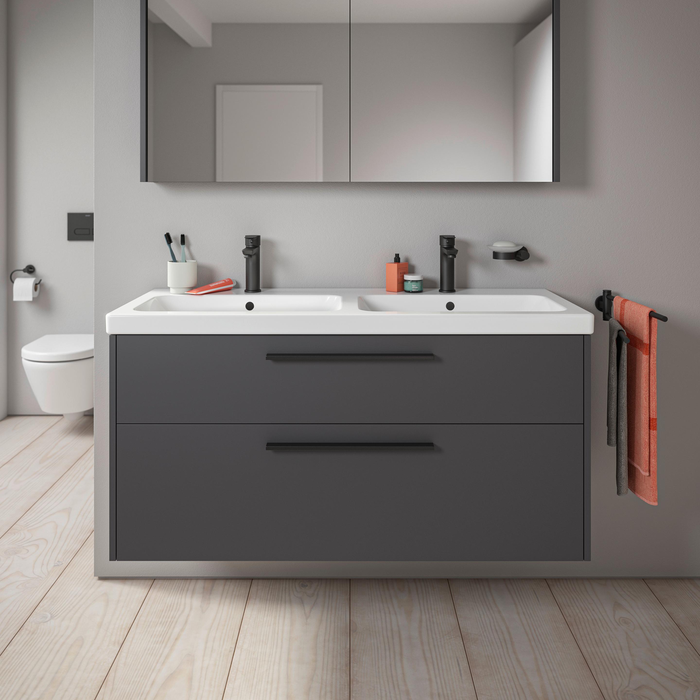 Thumbnail - Duravit, Waschbeckenunterschrank, D-Code Waschtischunterbau, 1 Auszug, 1184x460mm, Siphonausschnitt, mit Griff
