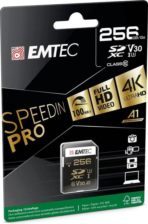 Actual product image Emtec SD 256GB UHS-I U3 SpeedIN (256 GB, SDXC, U3, UHS-I)