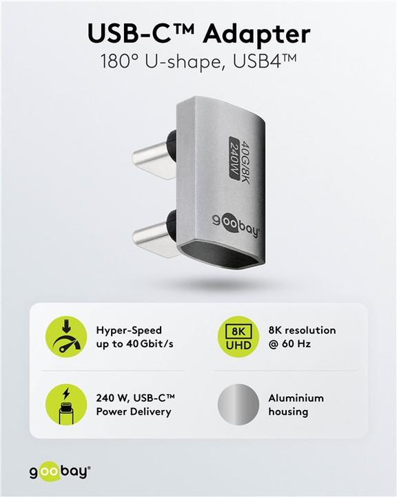 Actual product image Goobay USB-C adapter 180° U-shape (USB-C, USB-C)