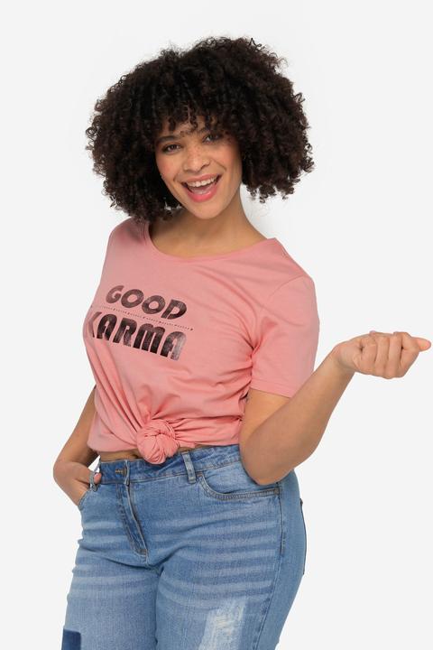 Image du produit Angel of Style T-shirt à message métallisé, col rond et manches courtes (48)