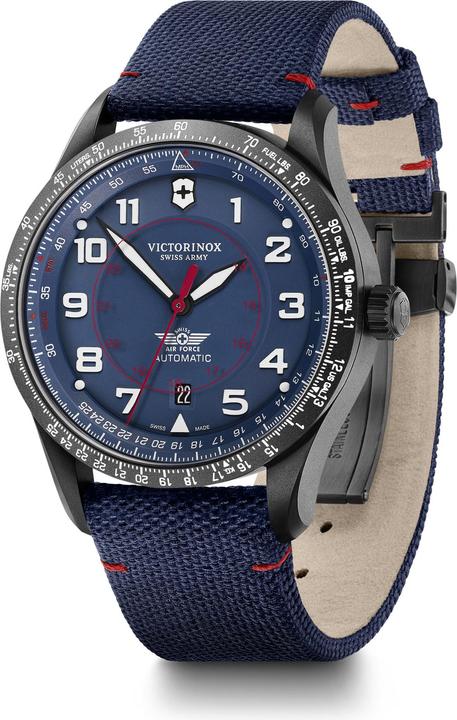 Produktbild Victorinox Airboss Mecha 42, BLK PVD, BLE dial, BLE nylon str (Fliegeruhr, 42 mm)