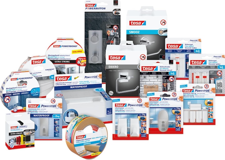 Produktbild tesa Powerstrips Klebehaken LARGE Eckig - 2 x selbstklebende Wandhaken