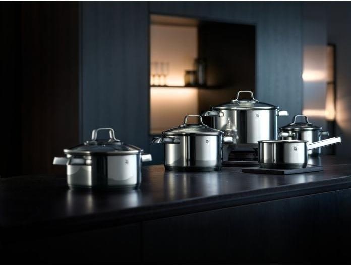 Actual product image WMF Cooking Pot Meat Pot Induction 16cm Glass Lid Belmonte Stainless Steel 18/10 (Pot, Stainless steel)