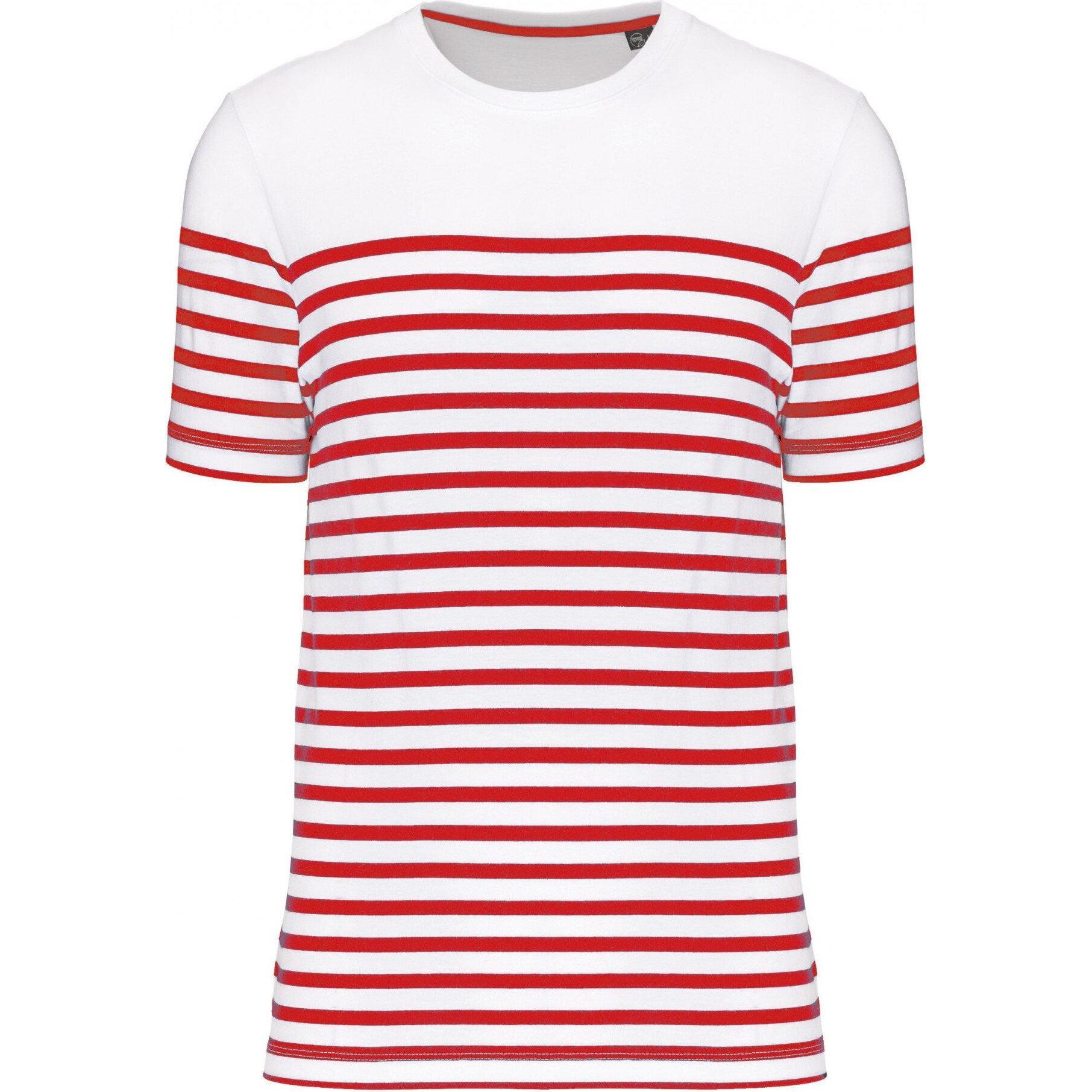 Kariban, Herren, Shirt, Bio, Weiss, Rot, (XL)