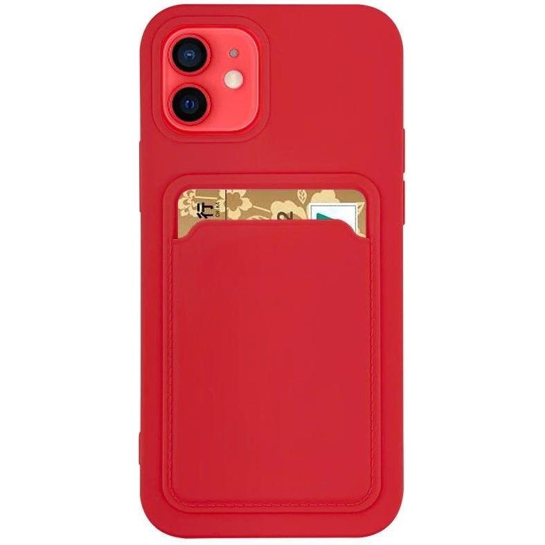Hurtel Card Case Silicone Wallet Wallet with Card Slot Documents for iPhone 12 Pro Max red (Apple iPhone 12 Pro Max), Sm...
