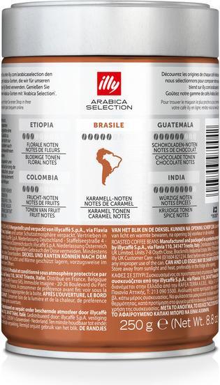Nutritional values and ingredients Illy Monoarabica (250 g, Light roast)