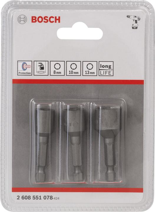 Actual product image Bosch Professional Zubehör 3-piece socket set, 8/10/13 mm (13 mm)