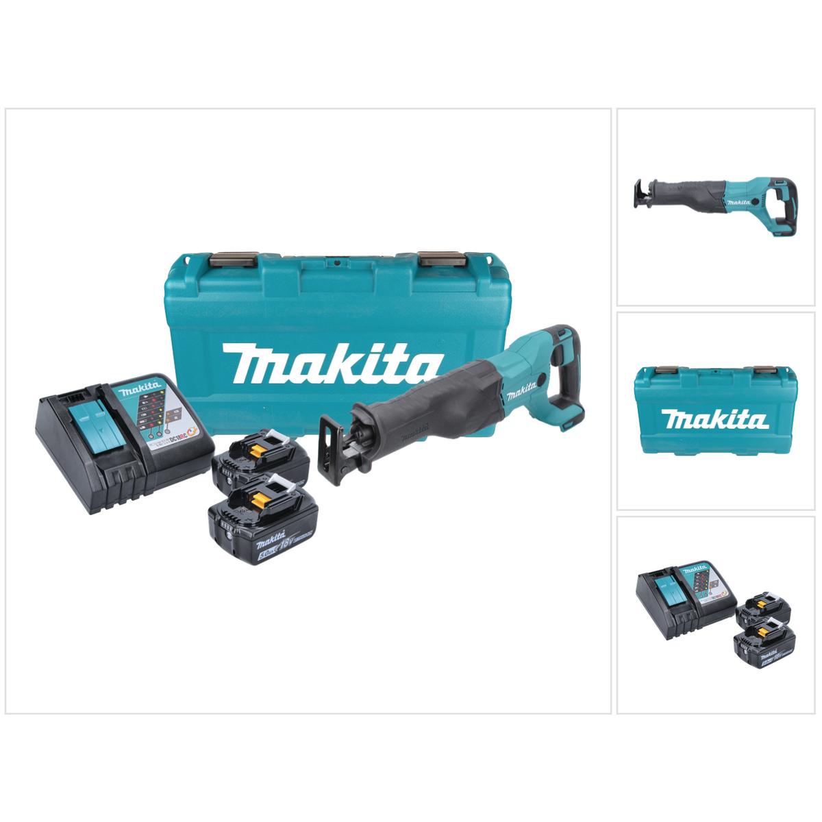 Makita, Säbelsäge, DJR 186 RTK Akku Reciprosäge Säbelsäge 18 V + 2x Akku 5,0 Ah + Ladegerät + Koffer